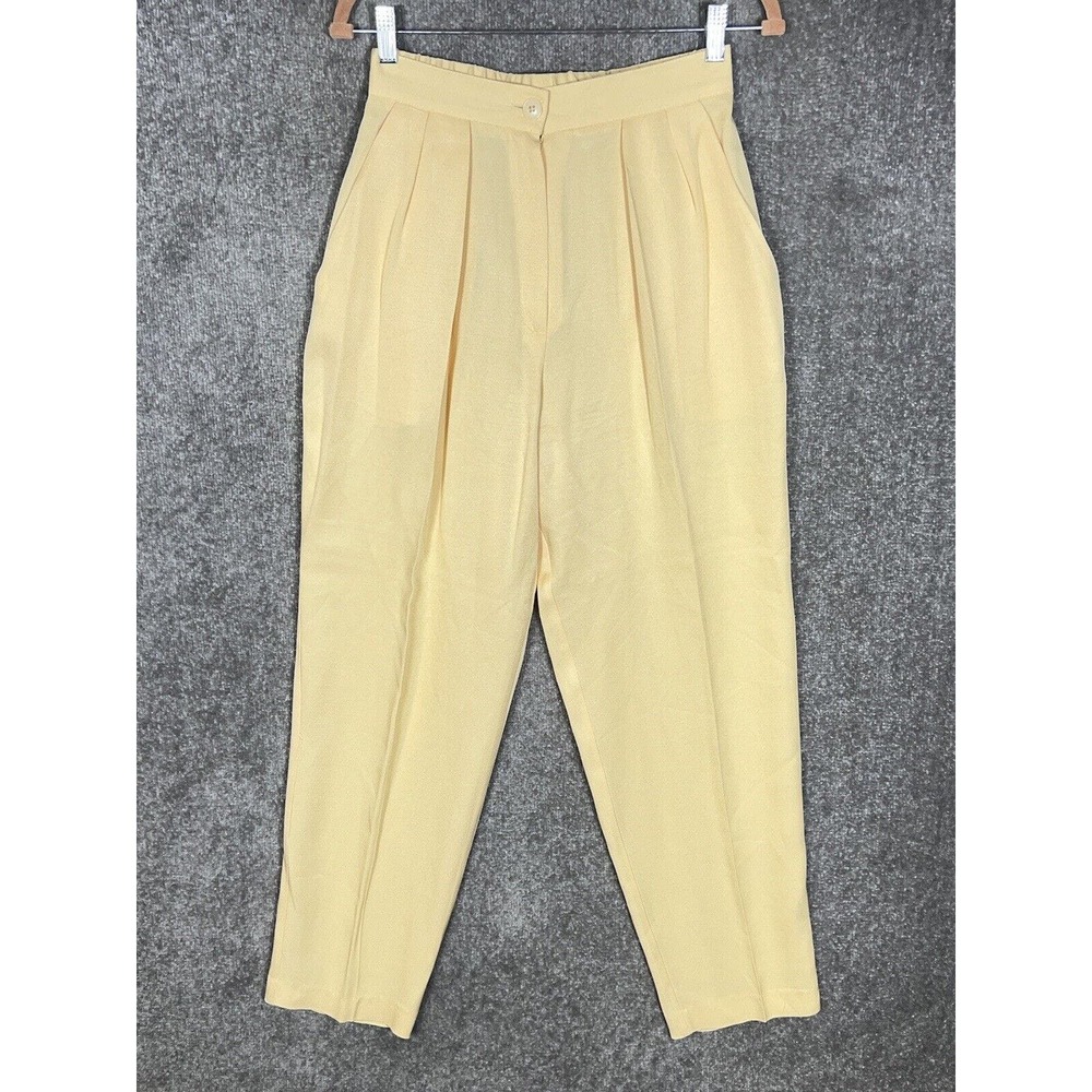 Vintage USA High Point‎ Pleated High Rise Dress Pants Womens Size Medium Yellow